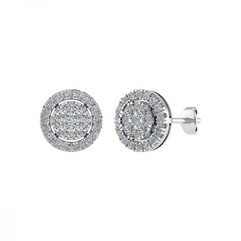 0.80ct VS/GH Round Diamond Set Cluster Earrings set in White Gold