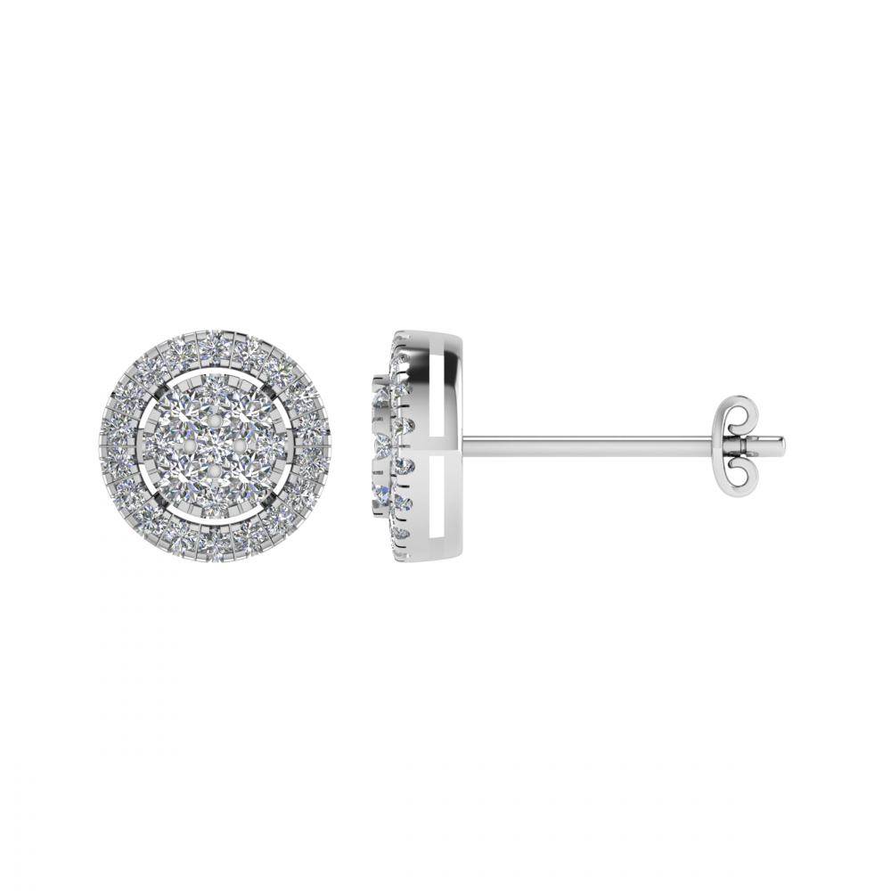 0.80ct VS/GH Round Diamond Set Cluster Earrings set in White Gold