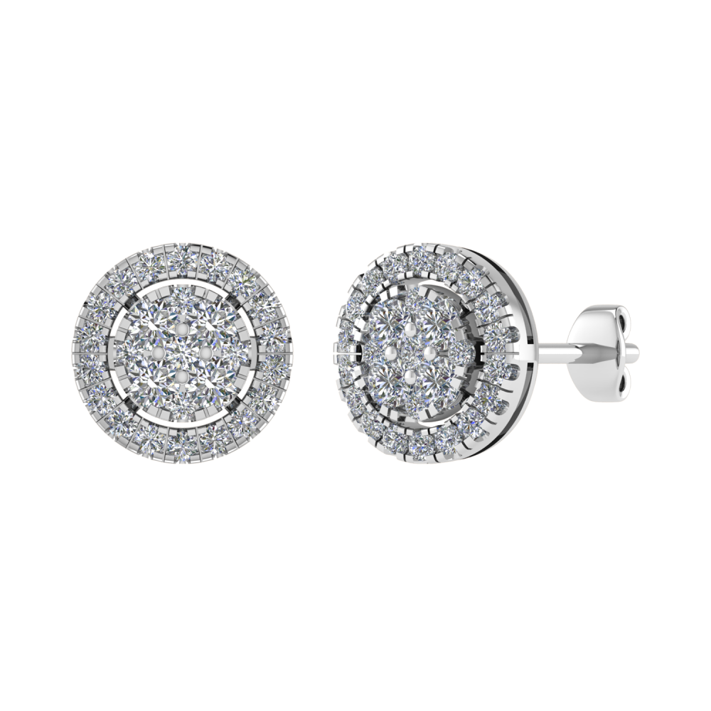 0.80ct VS/GH Round Diamond Set Cluster Earrings set in White Gold