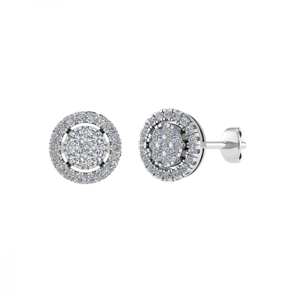 0.50ct VS/GH Round Diamond Set Cluster Earrings W