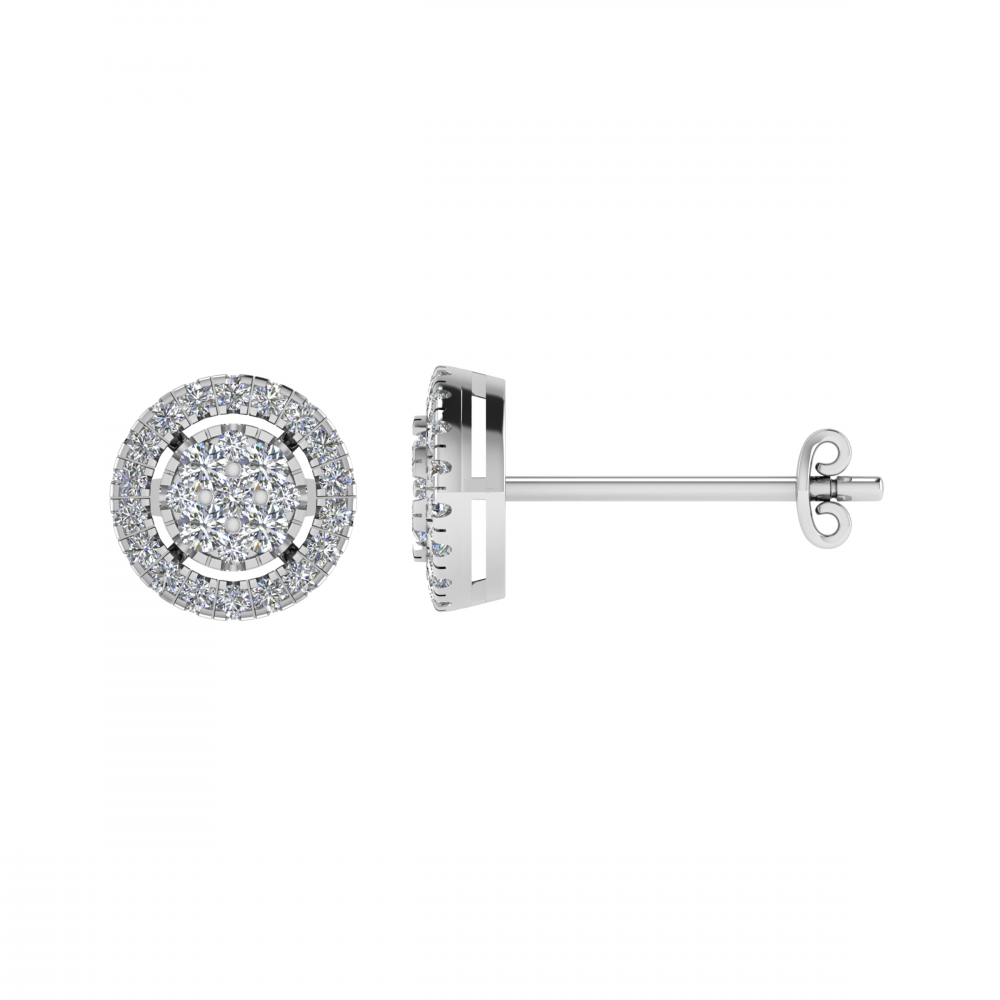 0.50ct VS/GH Round Diamond Set Cluster Earrings W