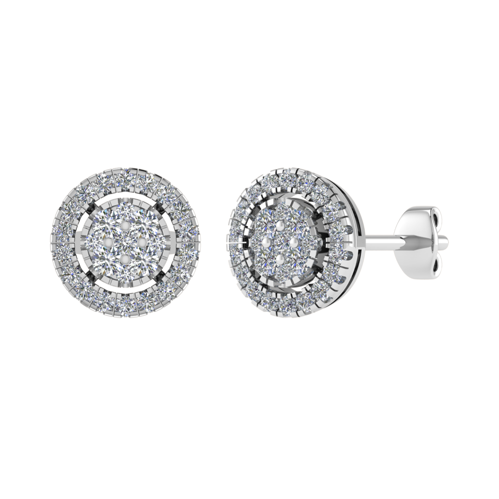 0.50ct VS/GH Round Diamond Set Cluster Earrings W