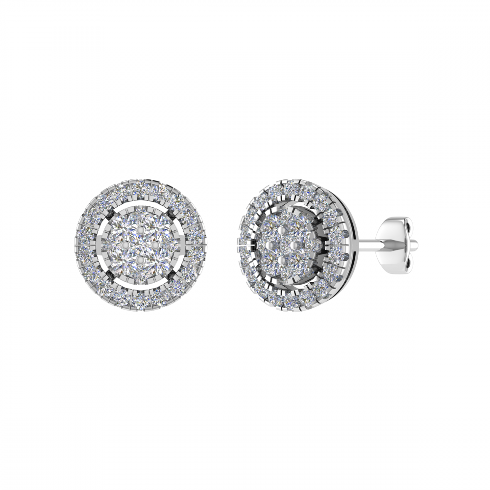 0.70ct VS/GH Round Diamond Set Cluster Earrings set in White Gold