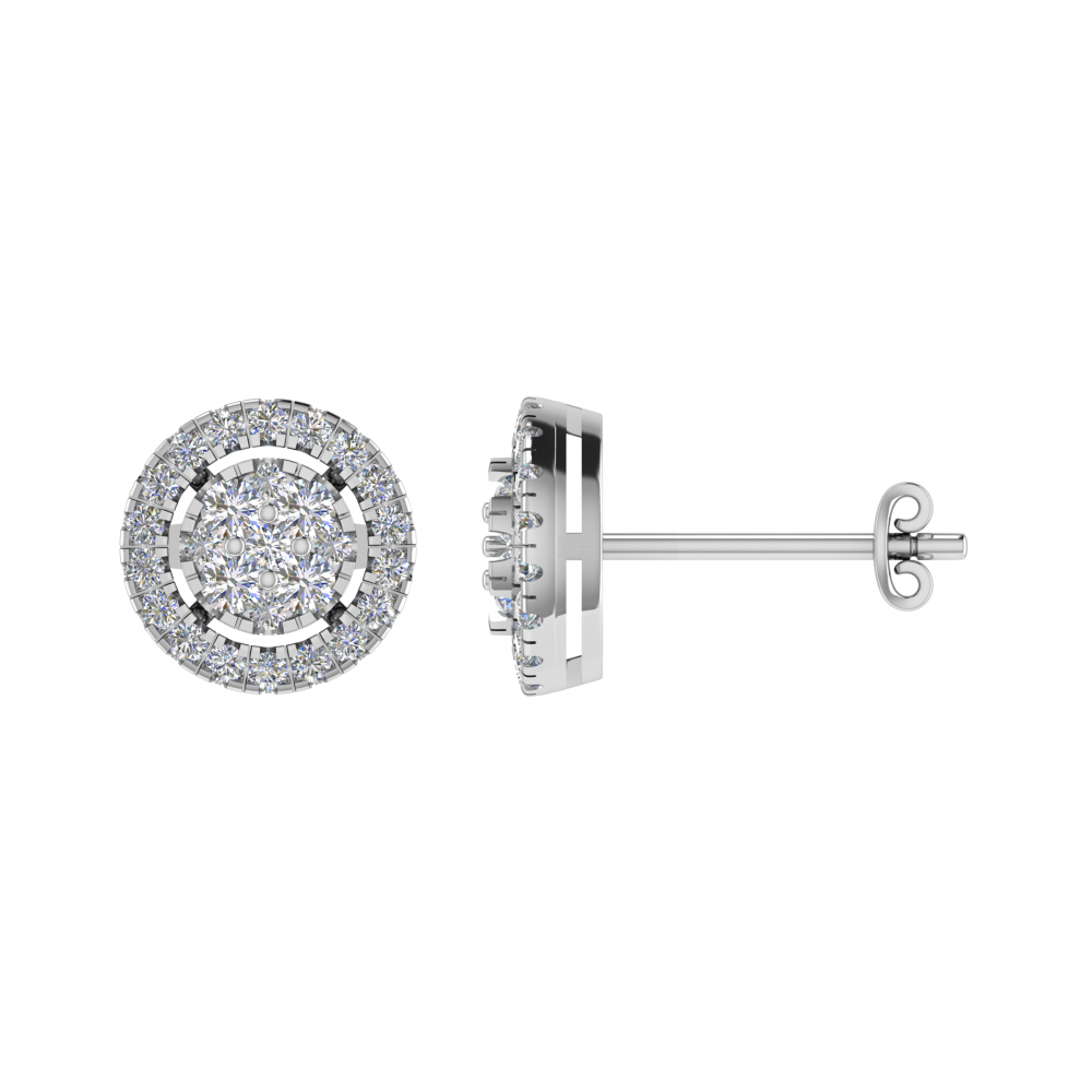 0.70ct VS/GH Round Diamond Set Cluster Earrings set in White Gold