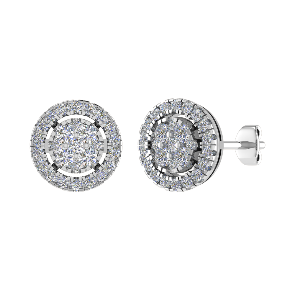 0.70ct VS/GH Round Diamond Set Cluster Earrings set in White Gold