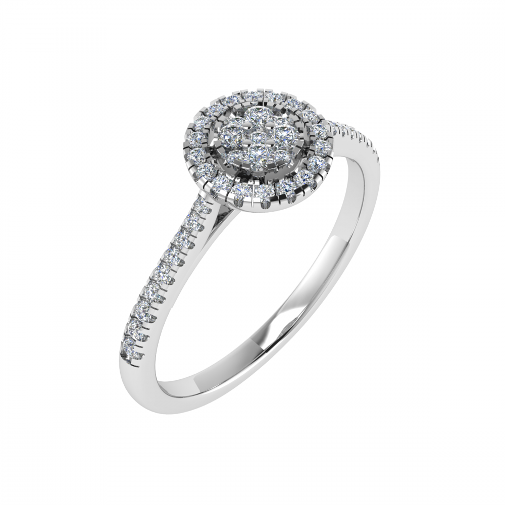 0.25ct VS/GH Round Diamond Set Cluster Ring set in White Gold