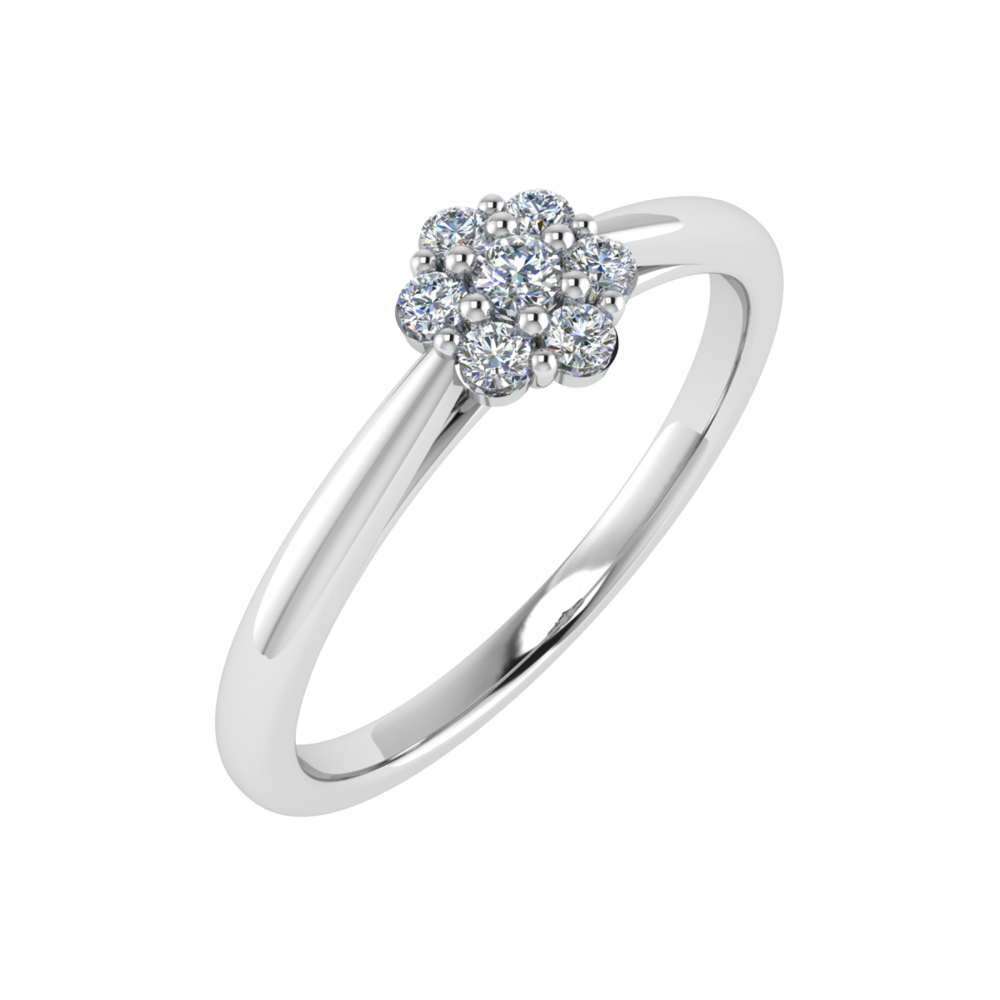 0.15ct VS/GH Round Diamond Set Cluster Ring set in White Gold