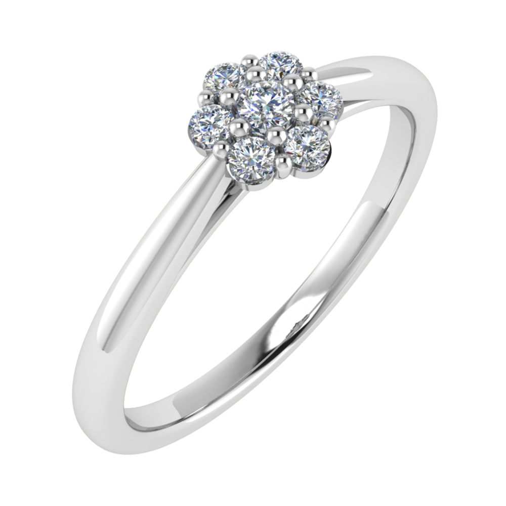 0.15ct VS/GH Round Diamond Set Cluster Ring set in White Gold