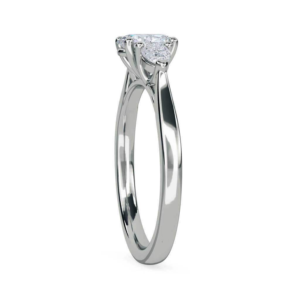 Elegant Oval & Pear Diamond Trilogy Ring W