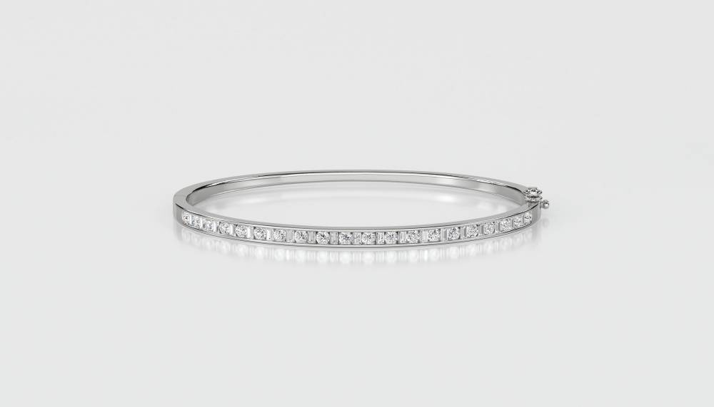 1.00ct VS/EF Elegant Round/Baguette Diamond Set Bangle W