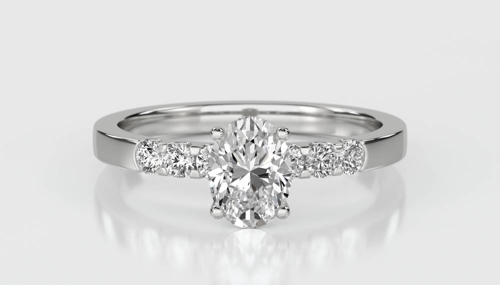 Round Diamond Shoulder Set Ring With Matching Band W