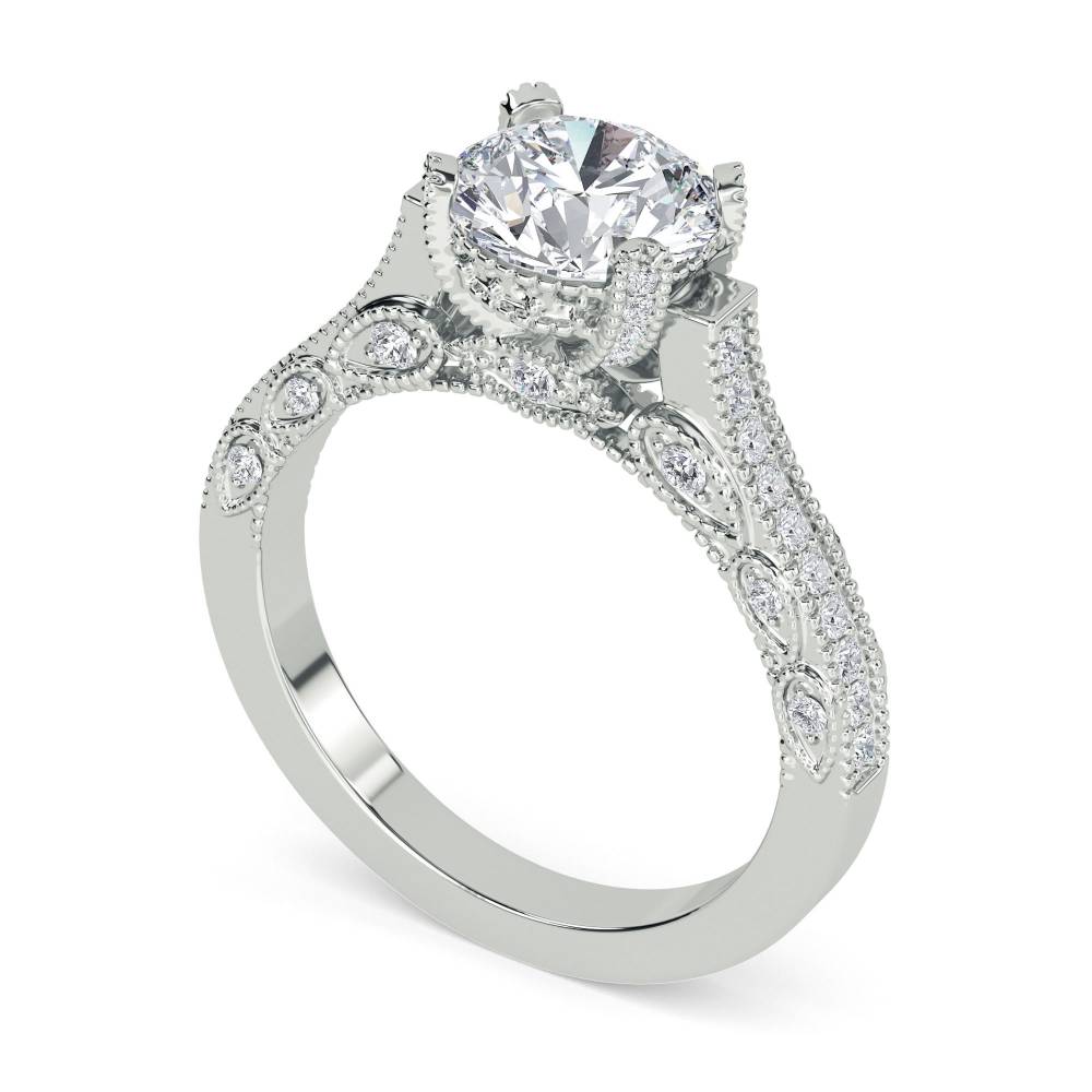 Unique Round Diamond Vintage Ring W