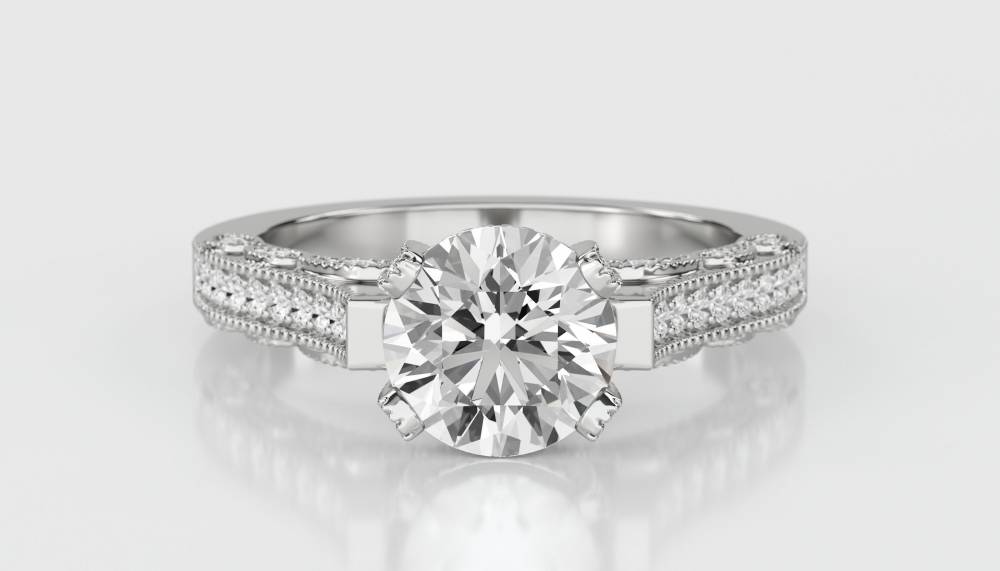 Unique Round Diamond Vintage Ring W