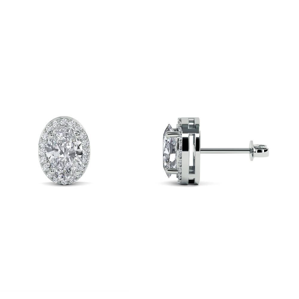 Oval Diamond Single Halo Earrings W