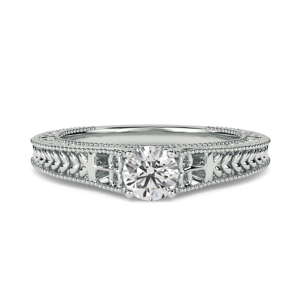 Unique Single Round Diamond Vintage Filgree Style Ring W