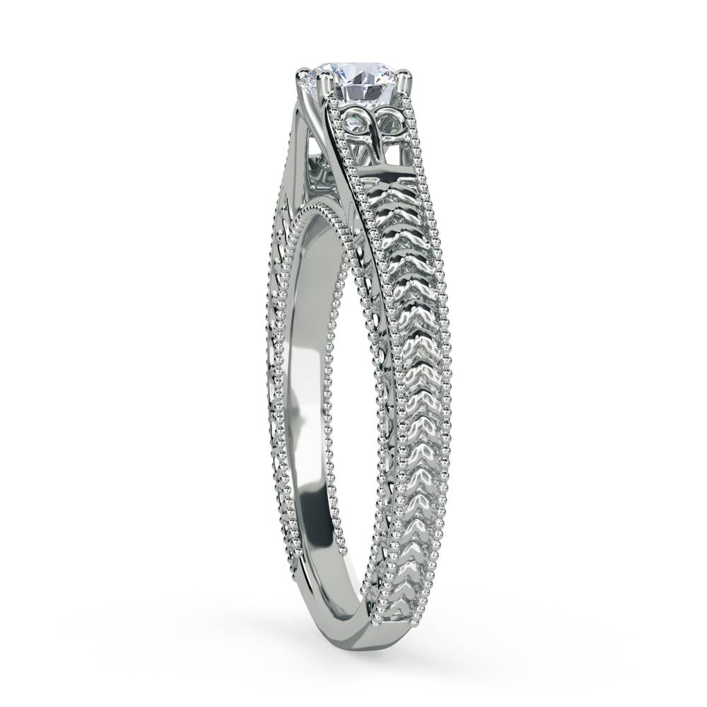 Unique Single Round Diamond Vintage Filgree Style Ring W