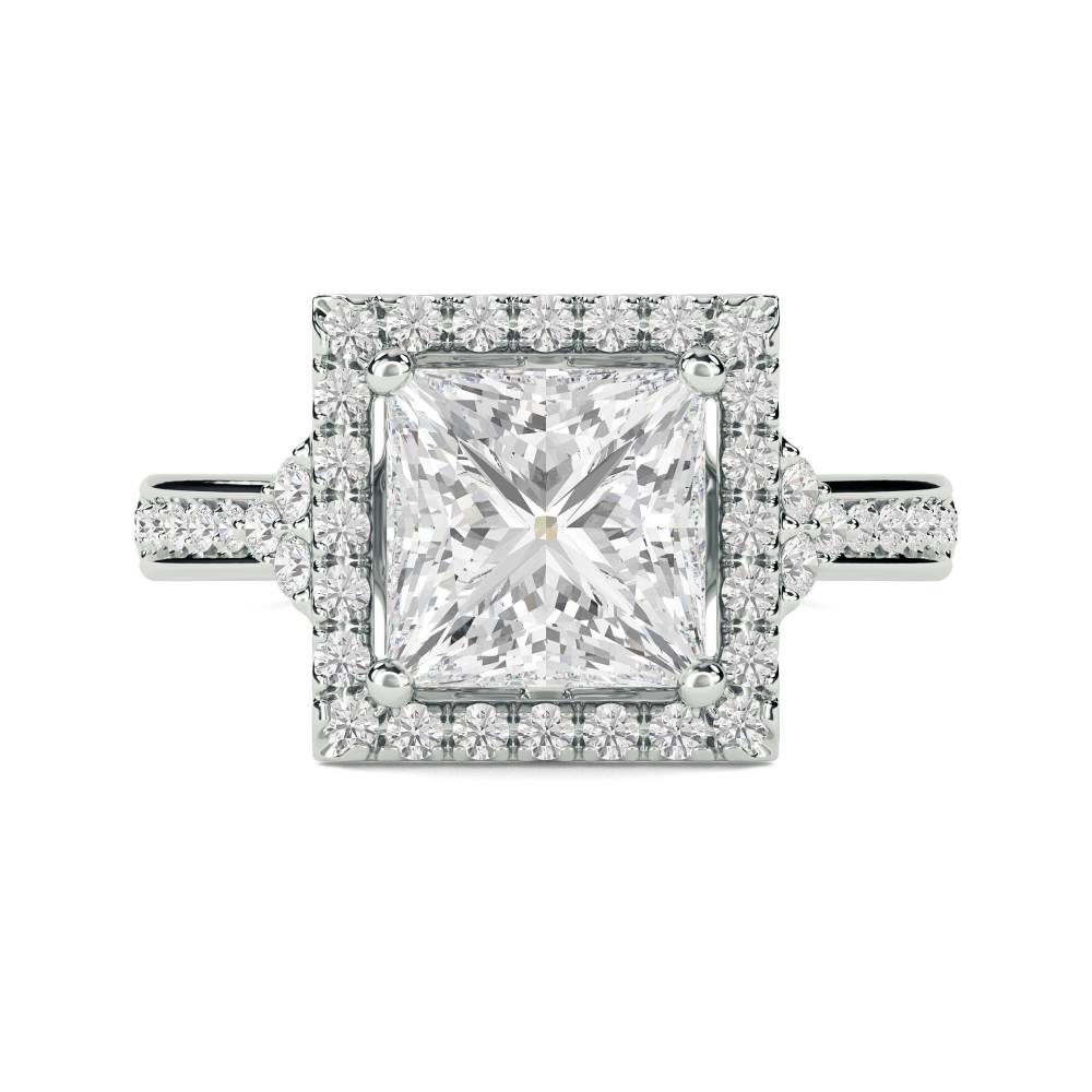 Princess Diamond Single Halo Designer Ring W