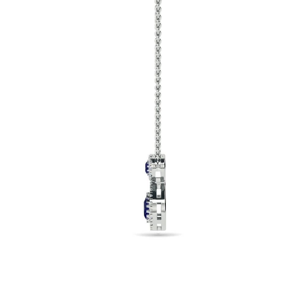 Blue Sapphire and Diamond Halo Drop Pendant W