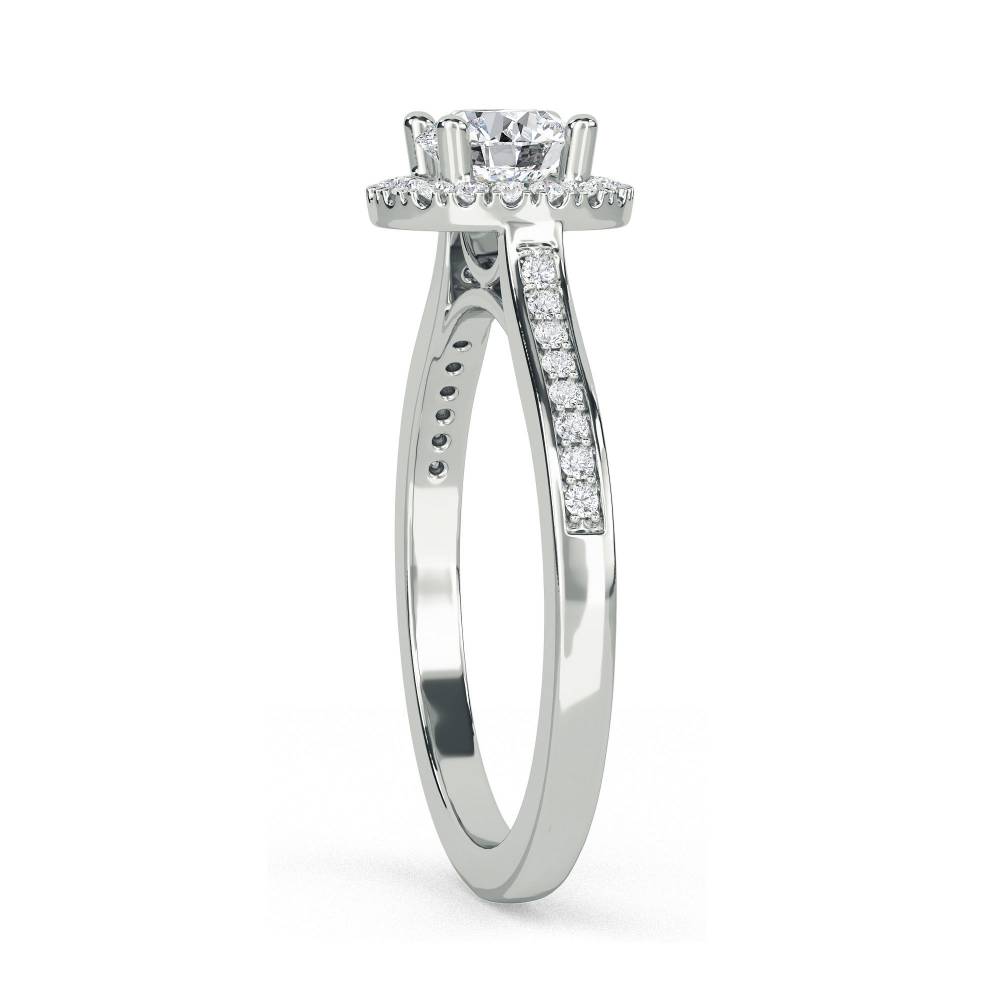 Round Diamond Single Halo Shoulder Set Ring W