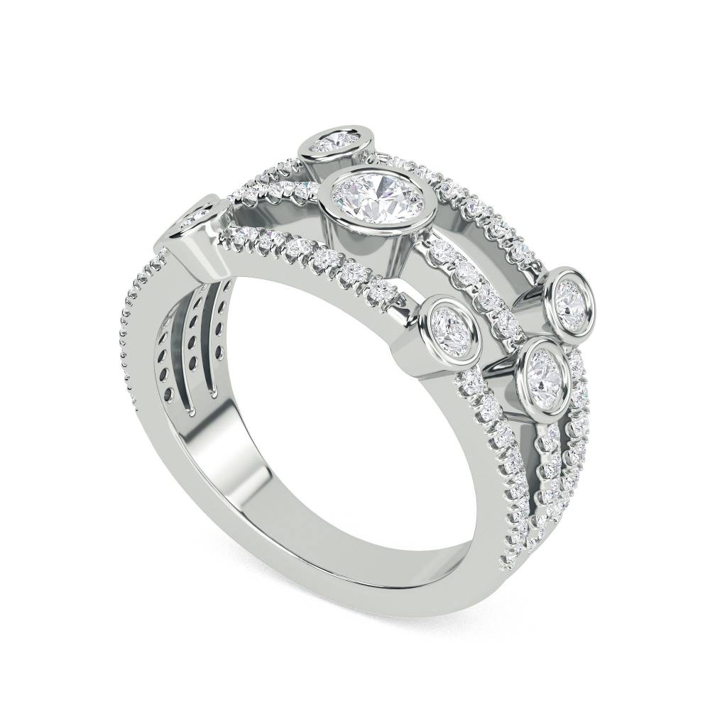 3 Row Round Diamond Bubble Dress Ring W