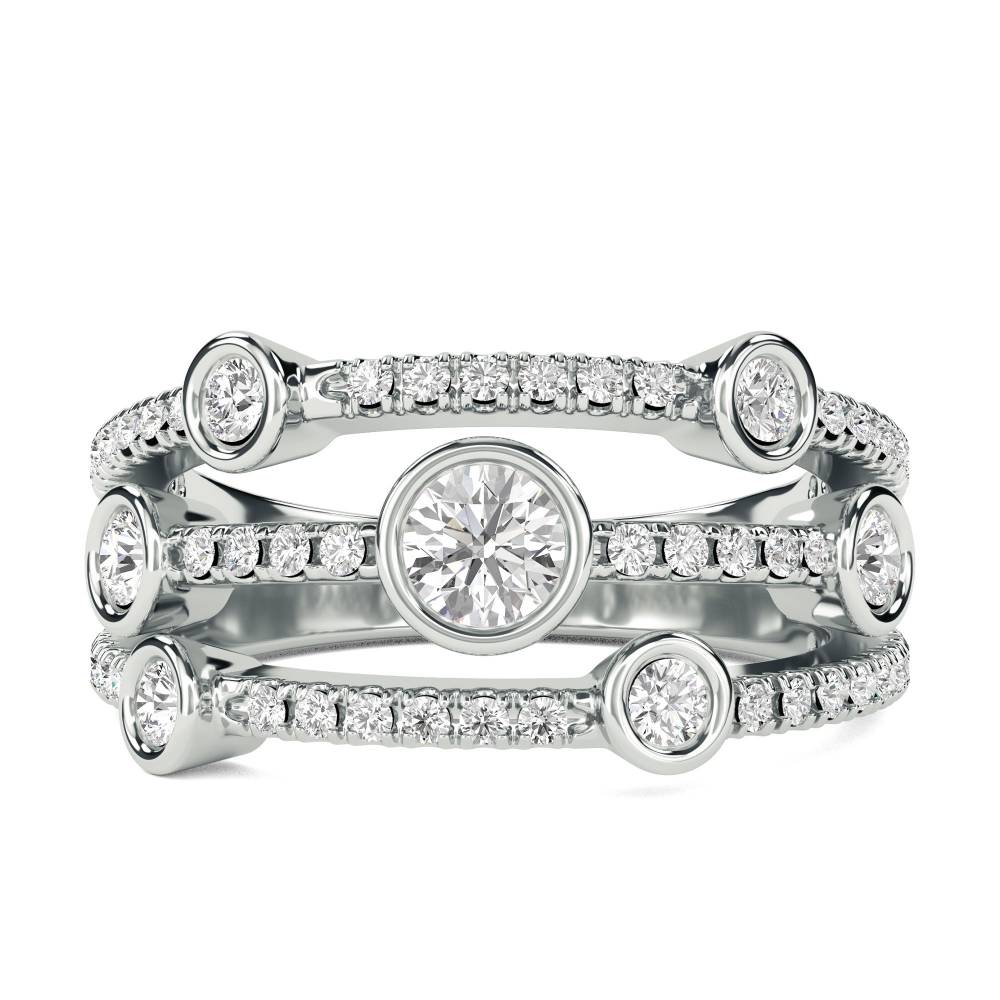 3 Row Round Diamond Bubble Dress Ring W