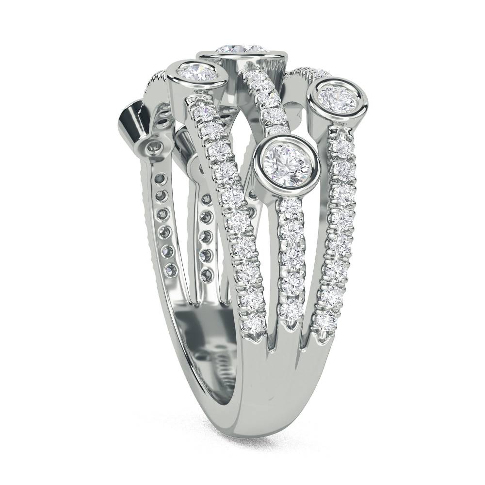 3 Row Round Diamond Bubble Dress Ring W