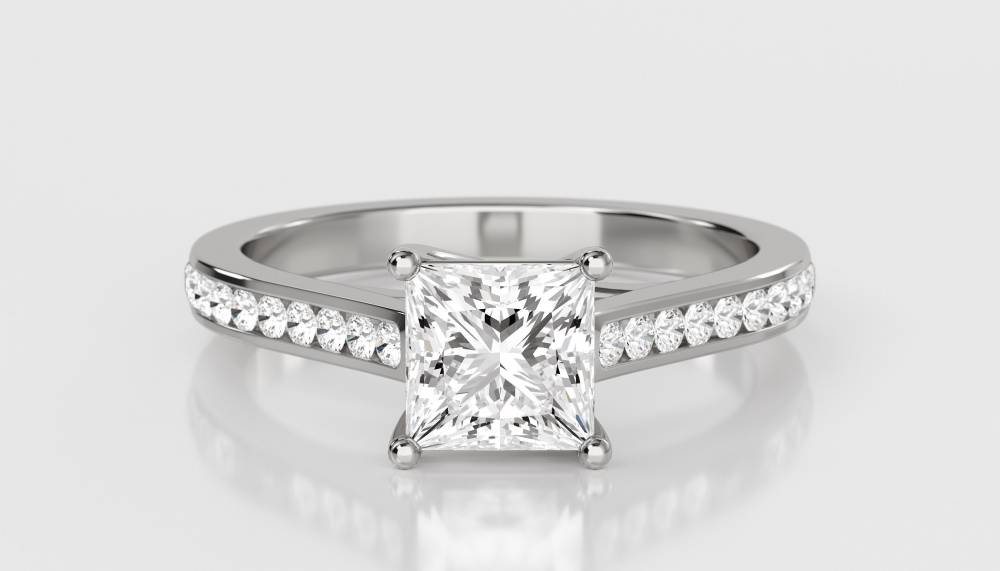 Princess Diamond Shoulder Set Ring W