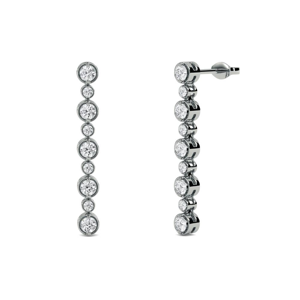 Elegant Round Diamond Drop Earrings White Gold