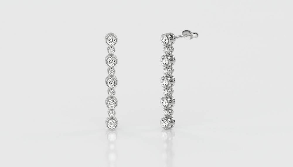 Elegant Round Diamond Drop Earrings White Gold