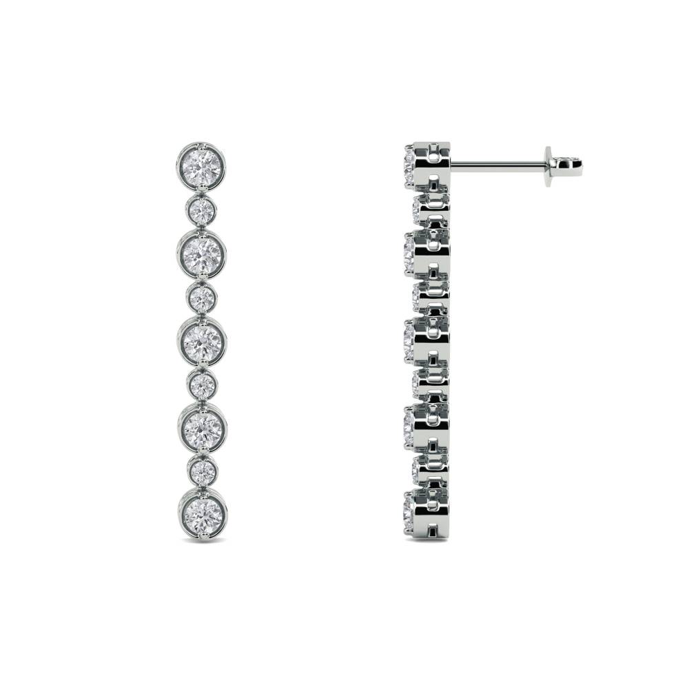 Elegant Round Diamond Drop Earrings White Gold