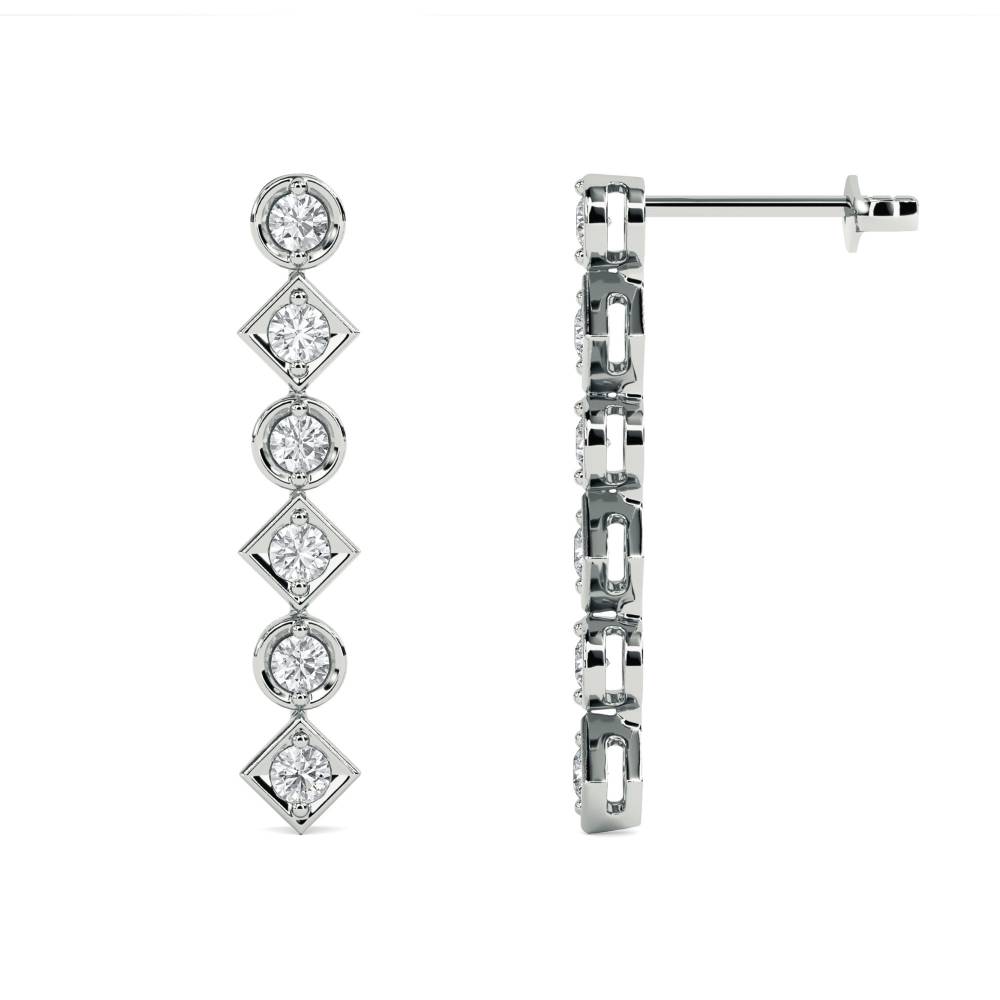 Elegant Round Diamond Drop Earrings set in White Gold