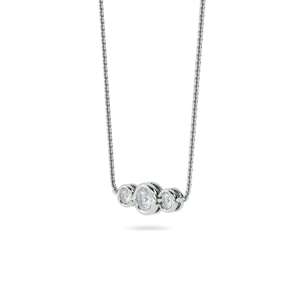 Three Stone Diamond Necklace set in White Gold