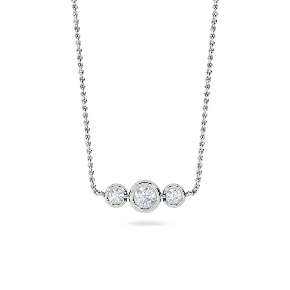 Three Stone Diamond Necklace set in White Gold