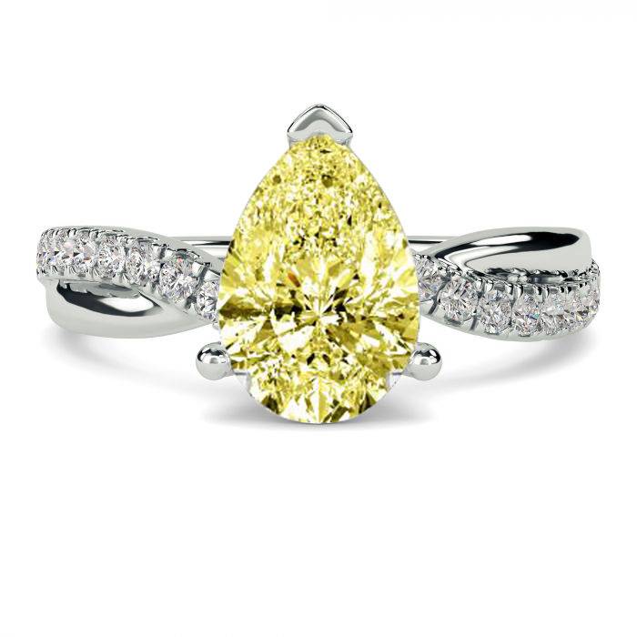 Fancy Yellow Pear Diamond Shoulder Set Ring P