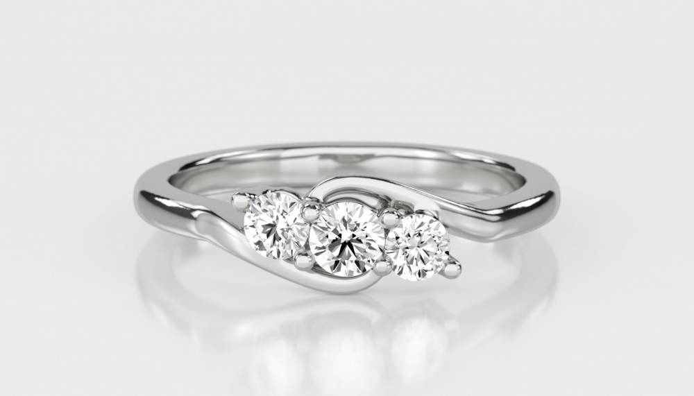 0.35ct Modern Round Diamond Trilogy Ring W