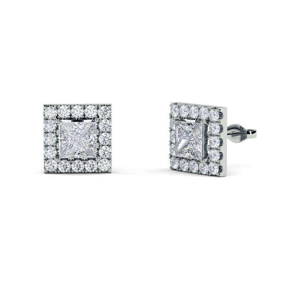 0.30ct Princess Diamond Single Halo Earrings W