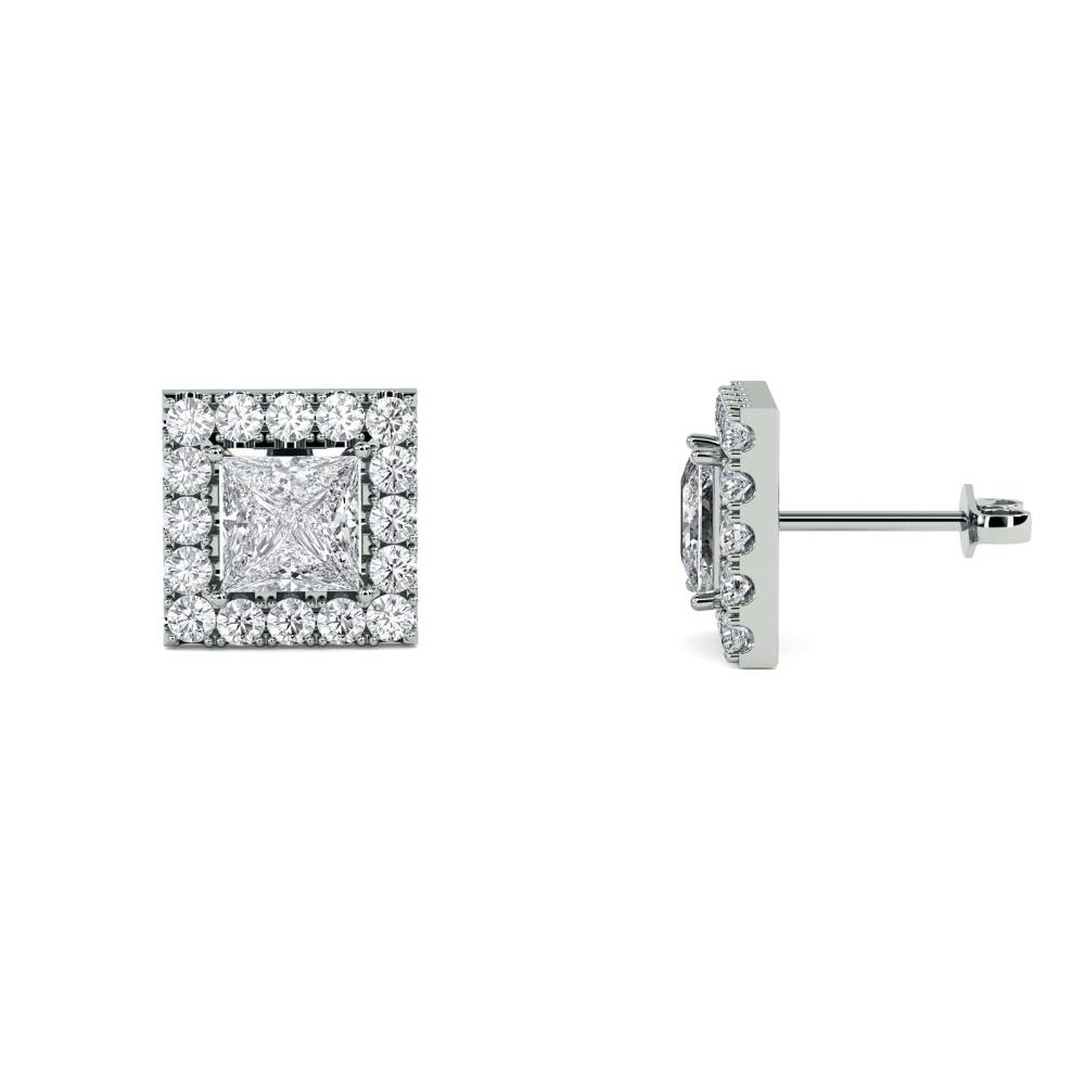 0.30ct Princess Diamond Single Halo Earrings W