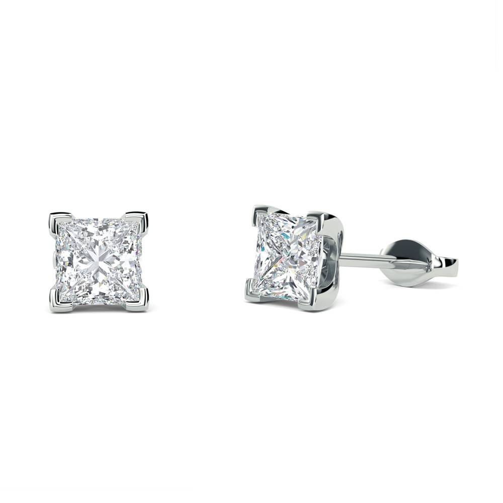 Four Corner Claw Princess Diamond Earrings P