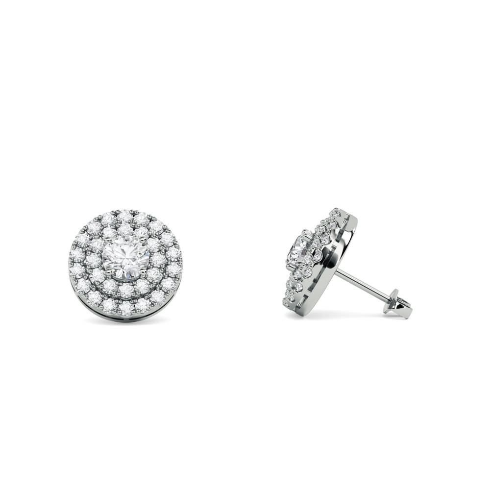 Round Diamond Double Halo Earrings P