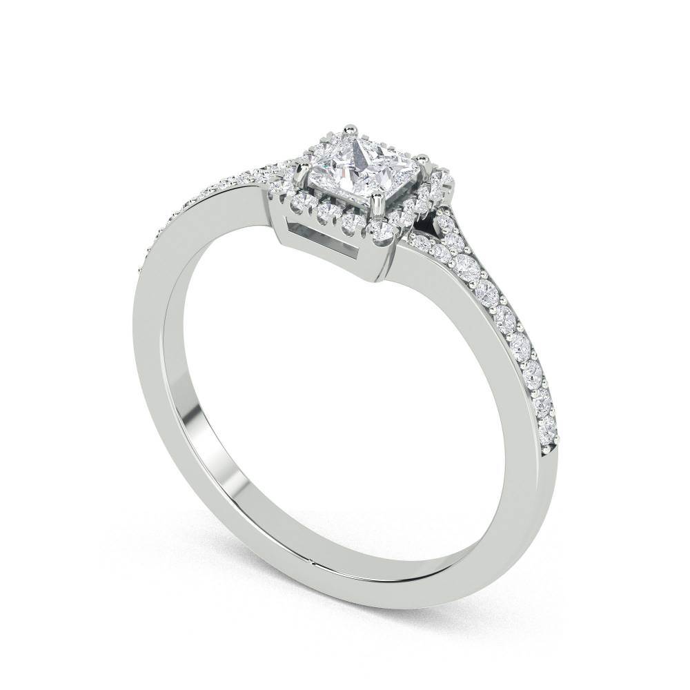 Petite Princess Diamond Halo Ring W