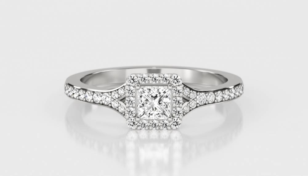 Petite Princess Diamond Halo Ring W