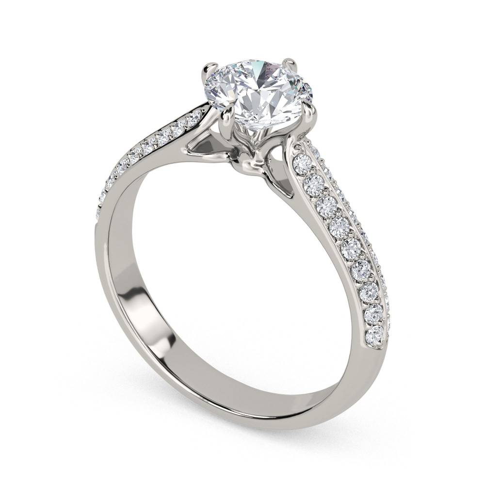 0.60ct VS/FG Petite Round Diamond Shoulder Set Ring W