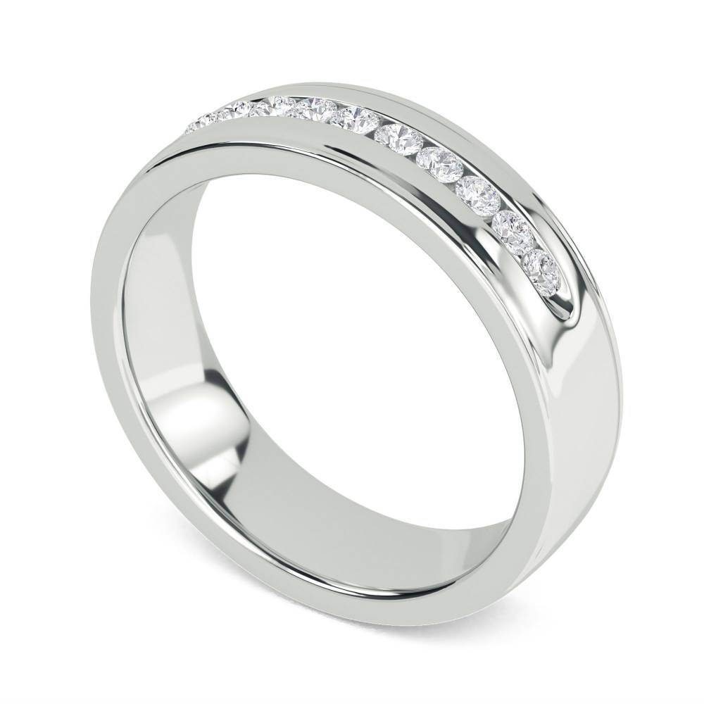 7mm Mens Round Diamond Ring set in White Gold