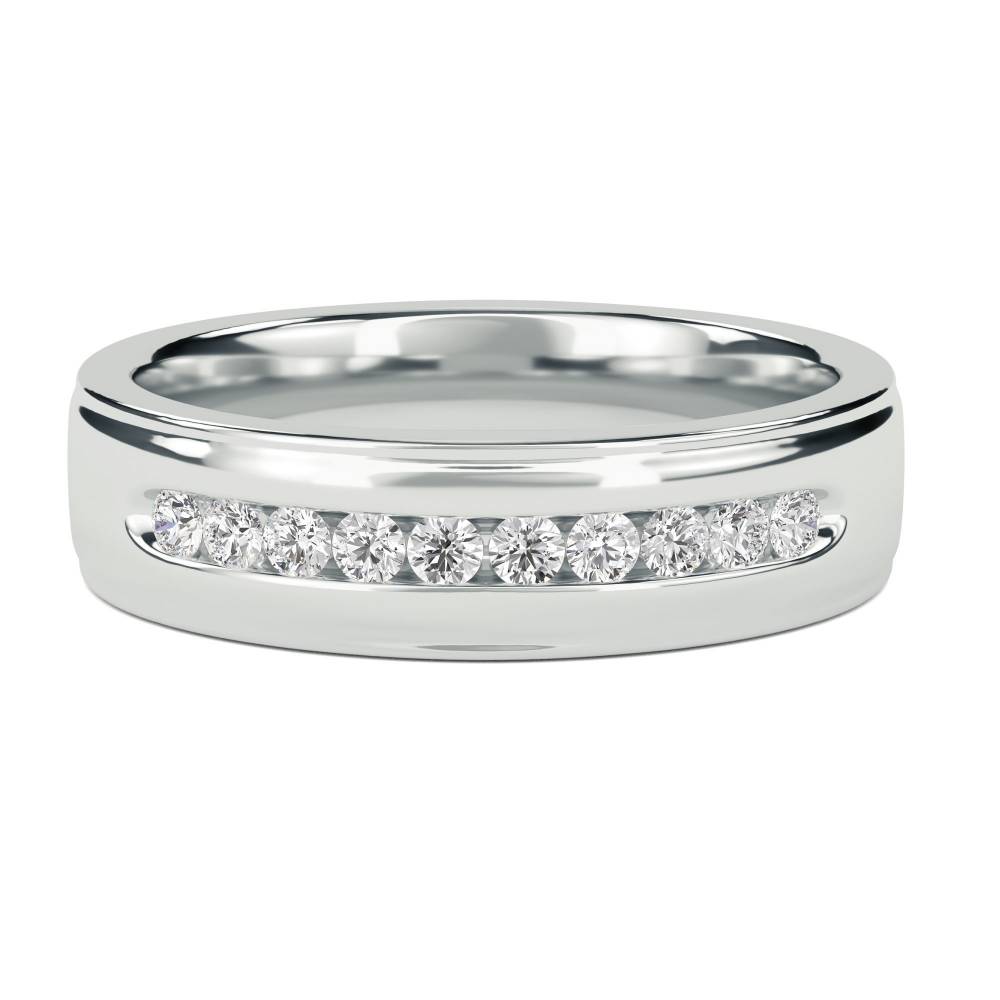 7mm Mens Round Diamond Ring set in White Gold