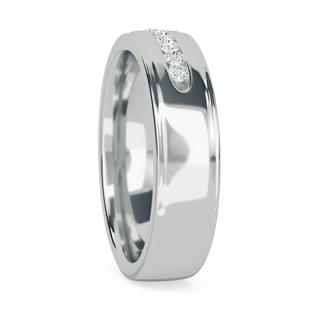 7mm Mens Round Diamond Ring set in White Gold