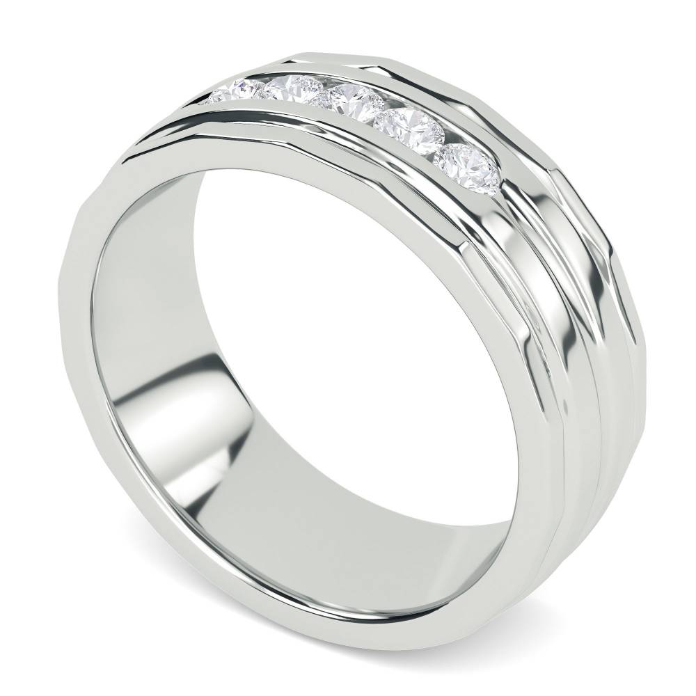 7mm Mens Round Diamond Ring set in White Gold