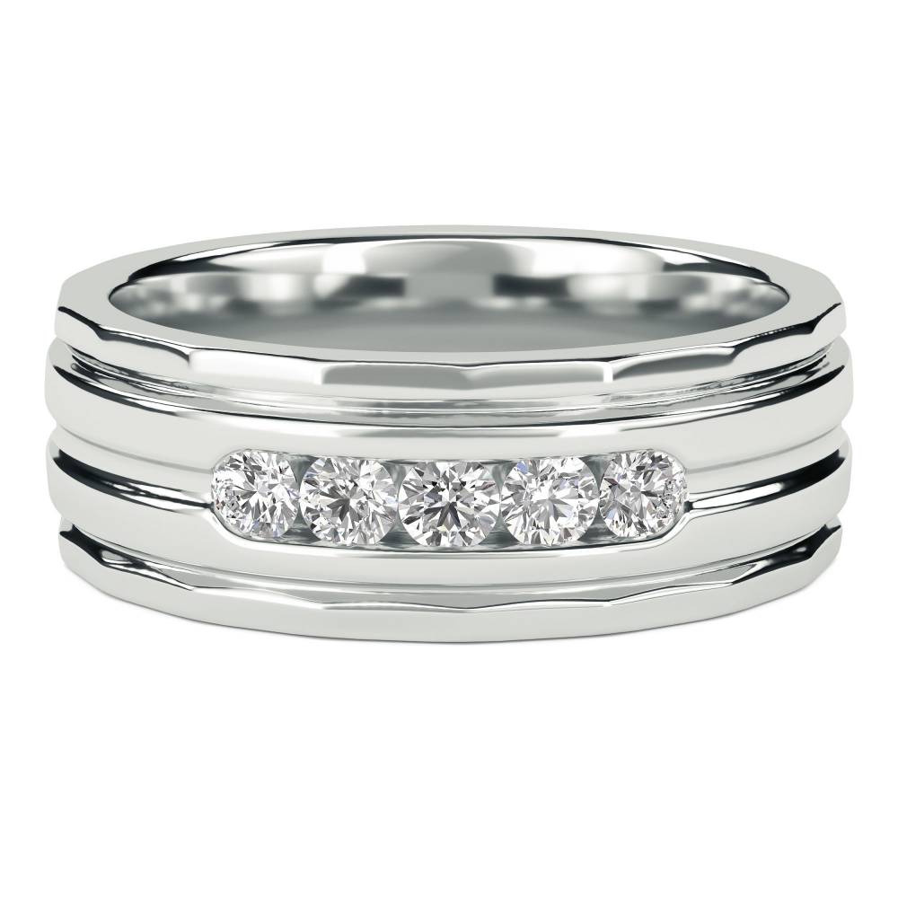 7mm Mens Round Diamond Ring set in White Gold