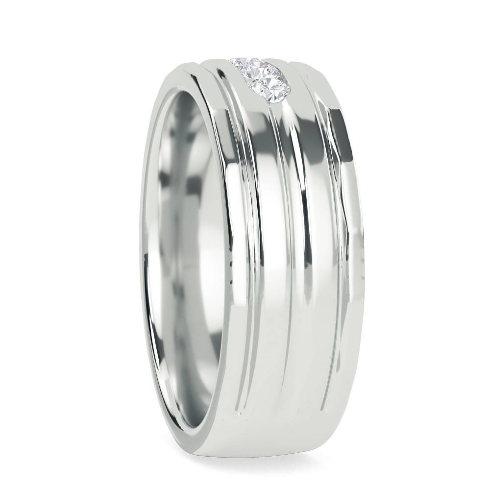 7mm Mens Round Diamond Ring set in White Gold