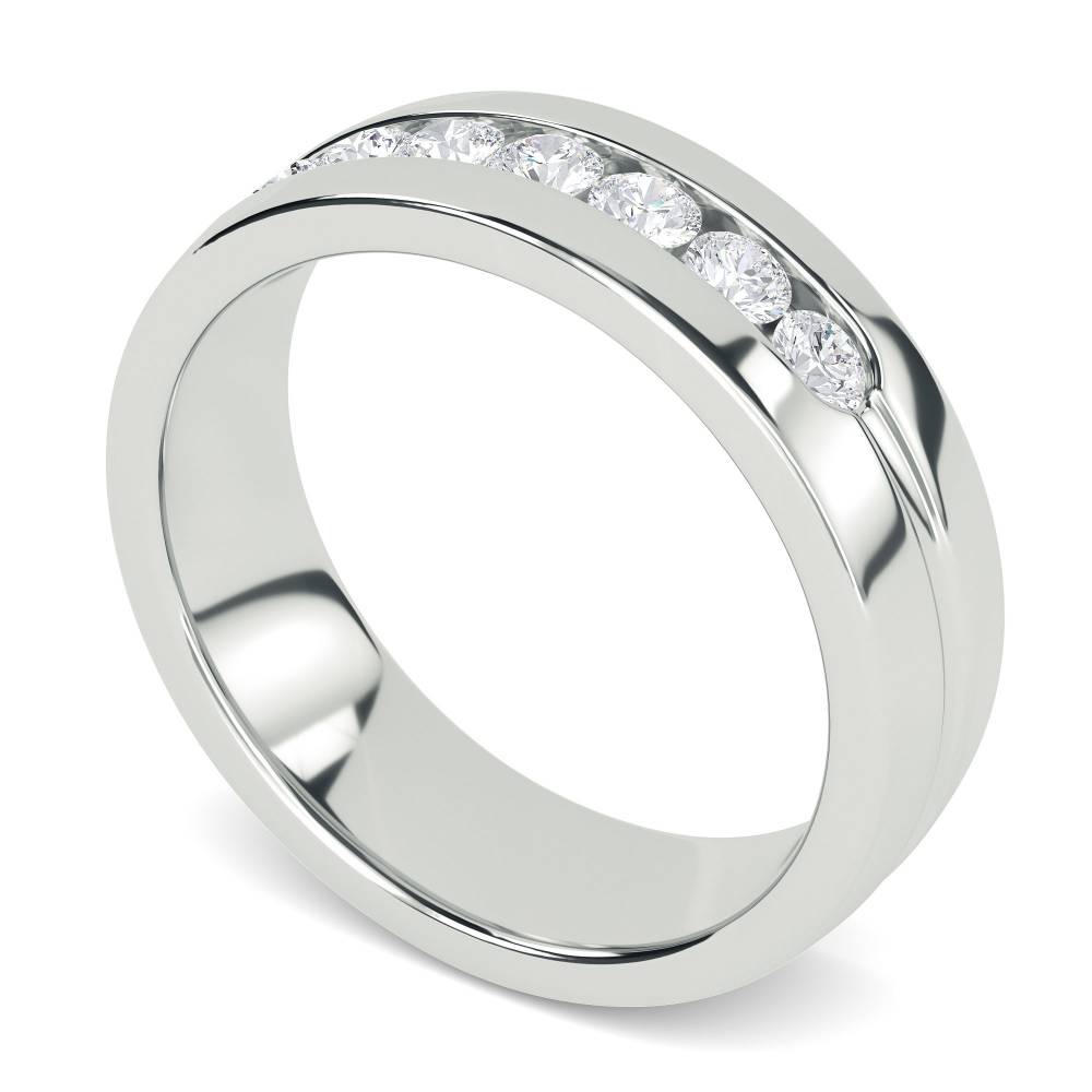 5.5mm Mens Round Diamond Ring set in White Gold