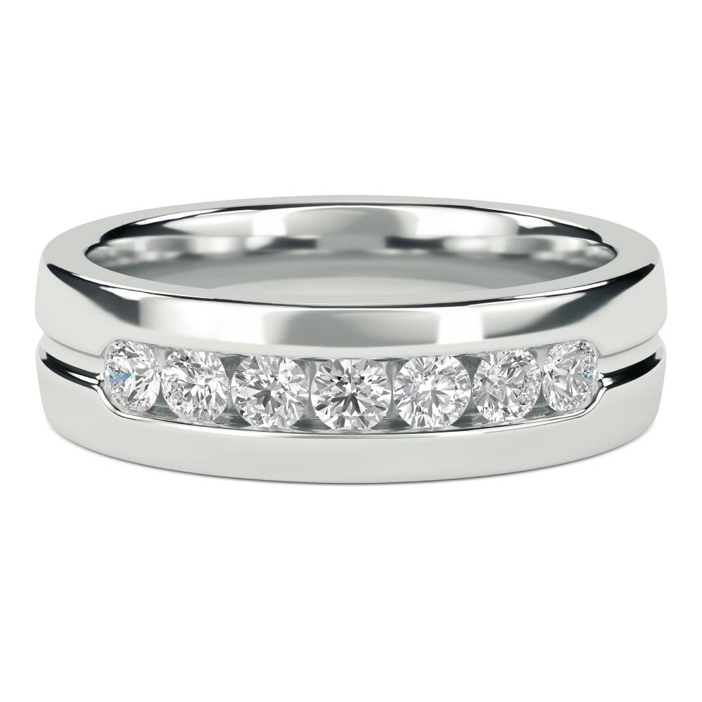 5.5mm Mens Round Diamond Ring set in White Gold